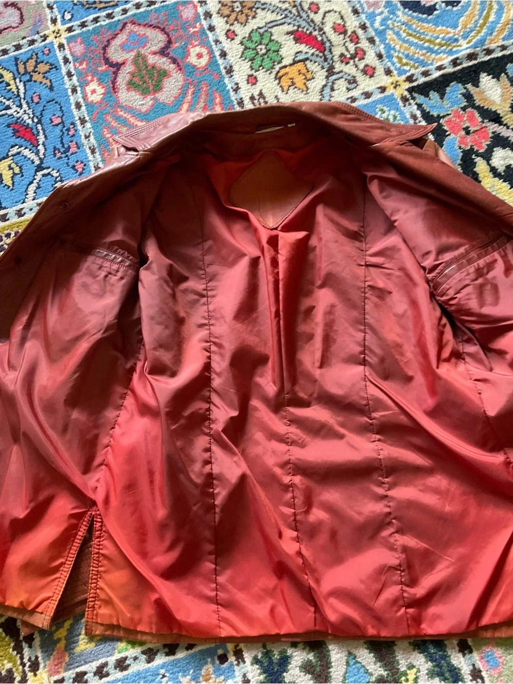 Men's Vintage Red Brown Leather Button Jacket Size 40